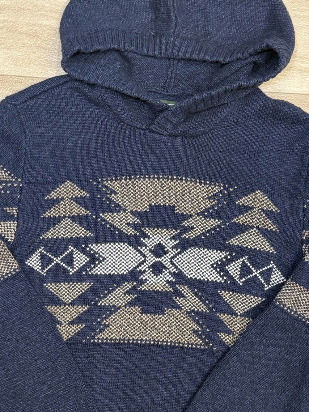 American Eagle Outfitters Men's Aztec
Southwest Hooded Sweater Sz L Blue Tan Y2K - Picture 3 of 6